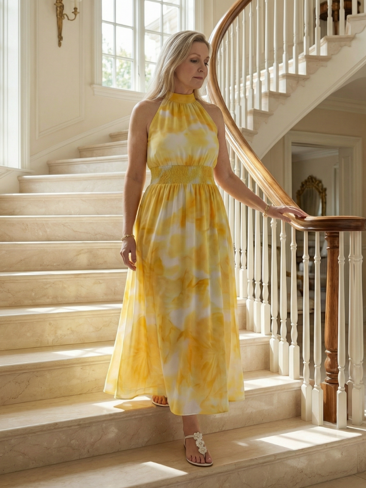 Buttercup Tie-Dye Halter Maxi Dress