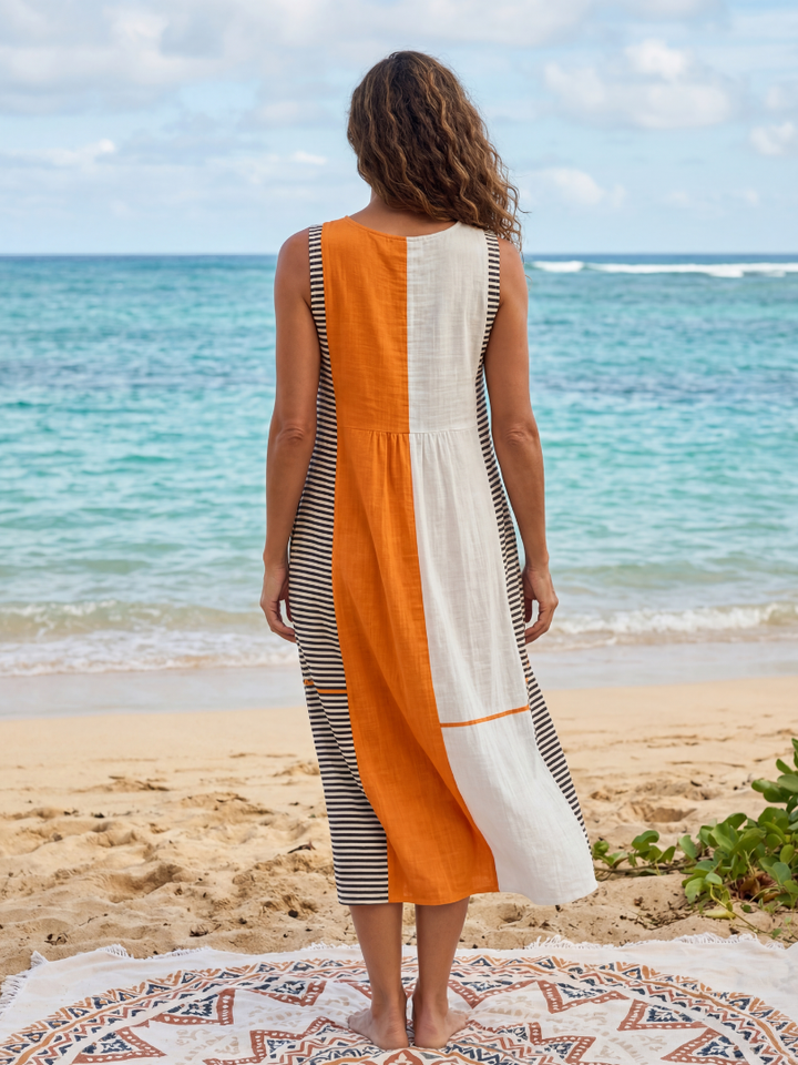 Colorblock Sleeveless Midi Dress