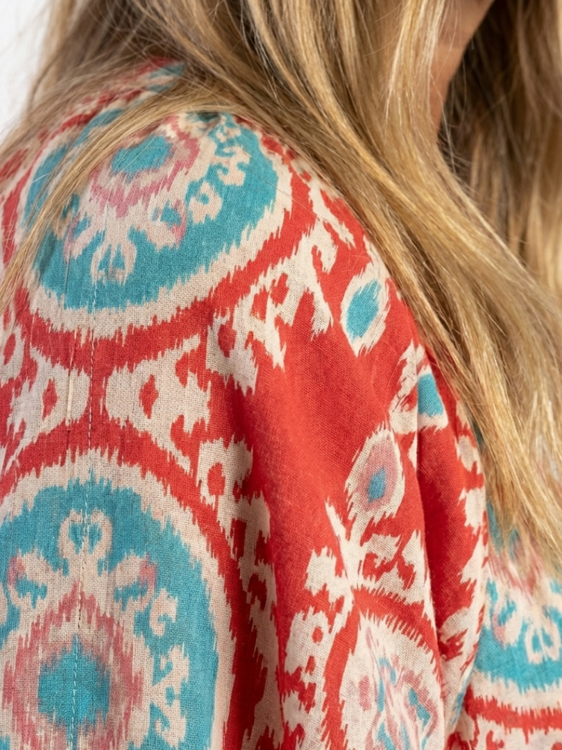 Boho Paisley V-Neck Midi Dress