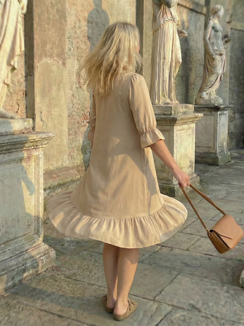 Brunch-Ready Ruffle-Hem Fit-and-Flare Dress