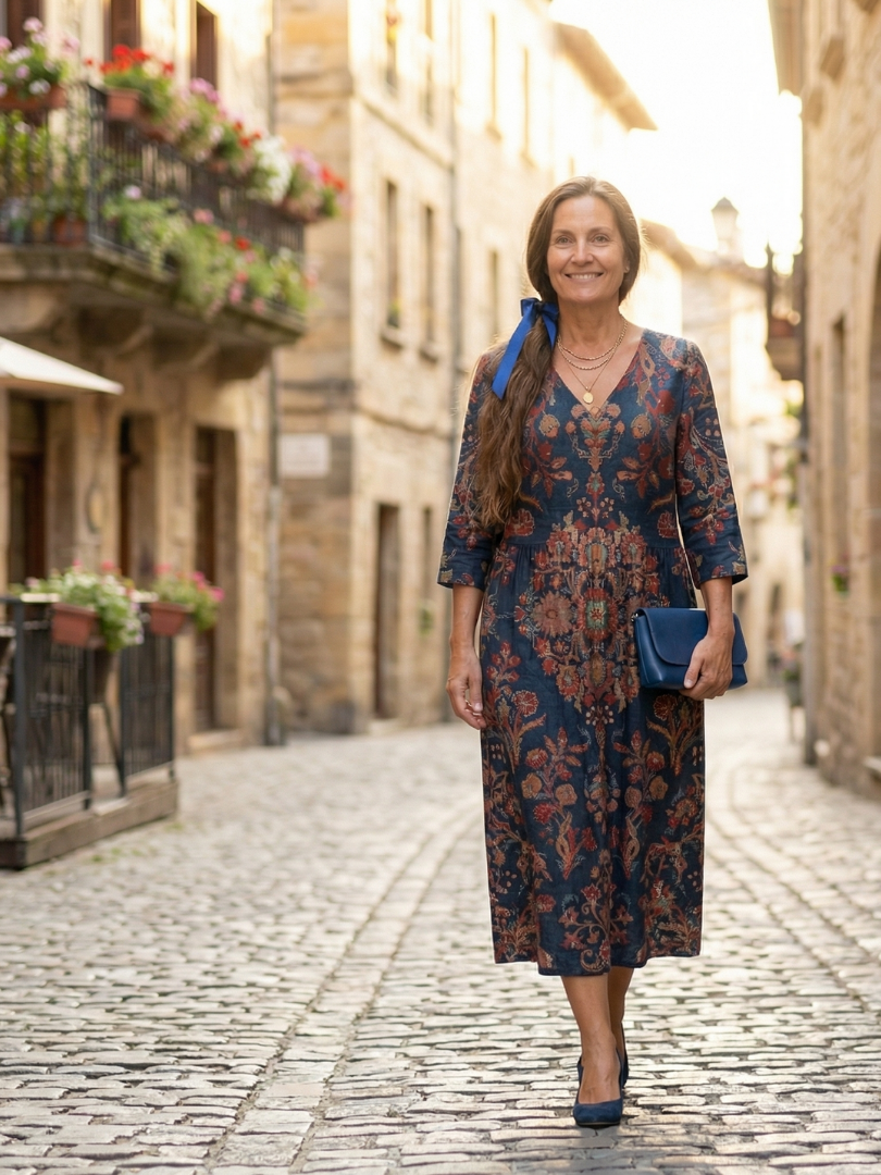 Soft-Knit V-Neck Midi Dress