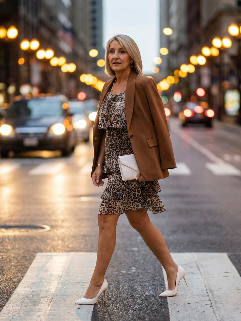 Fierce Date Night Animal Print Knee Length Dress