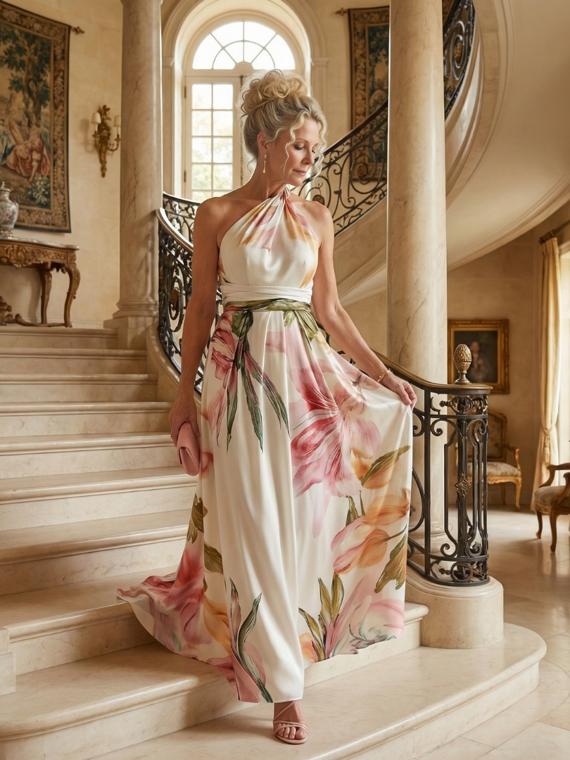 Hibiscus Halter Maxi Dress
