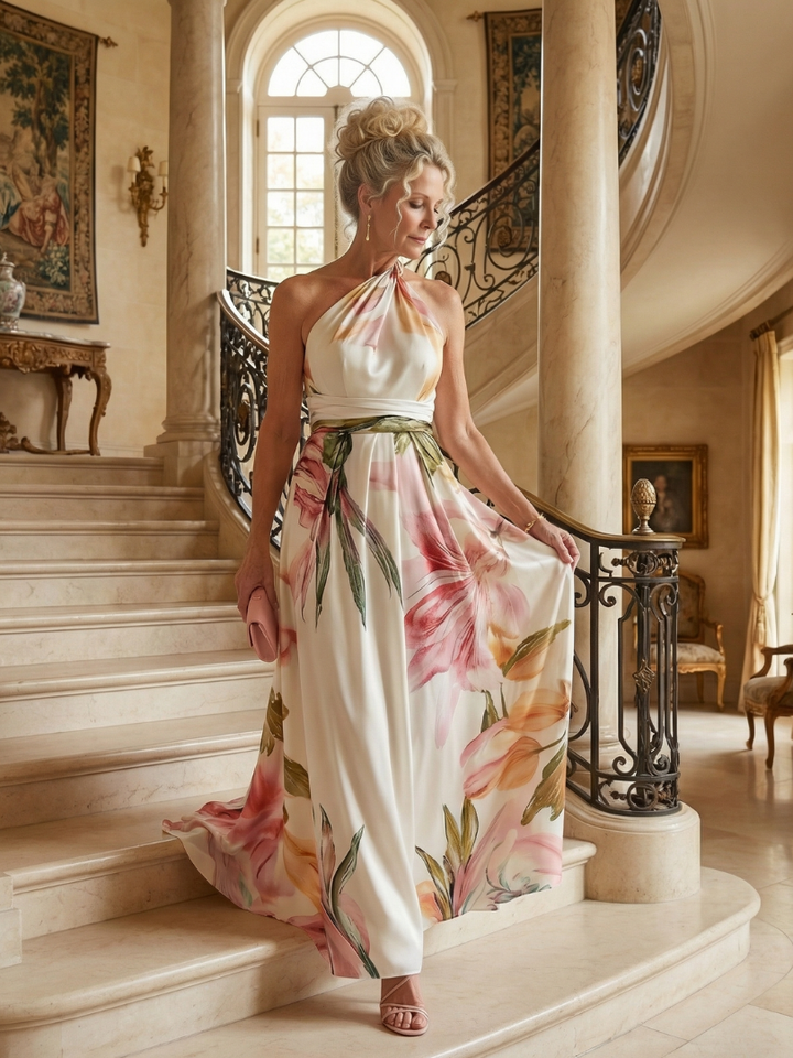 Hibiscus Halter Maxi Dress