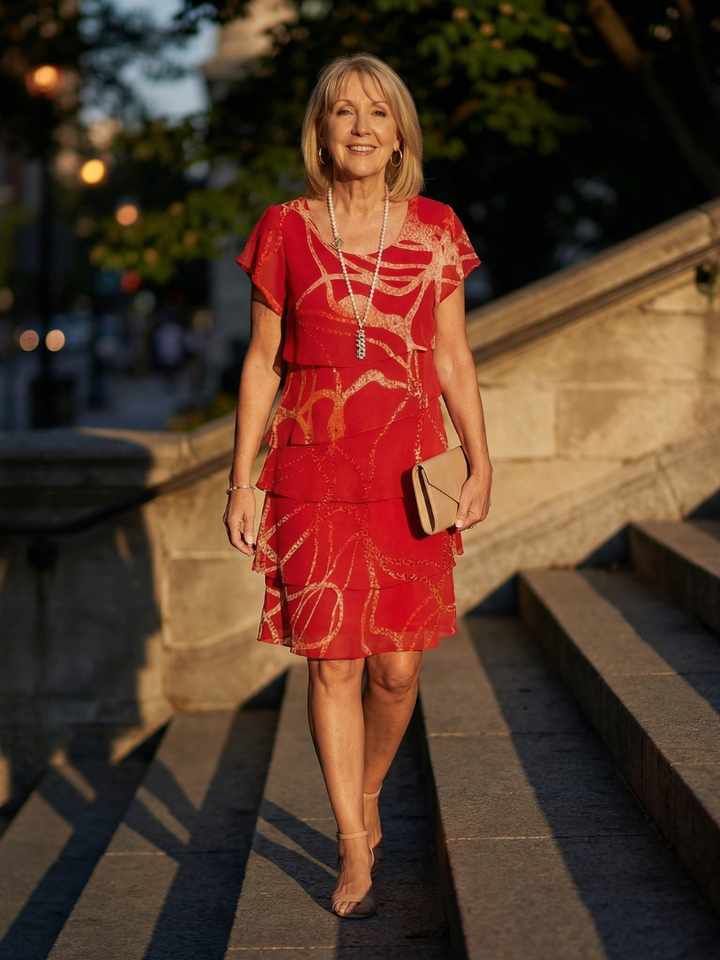 Modern Muse Soft Abstract Knee-Length Dress