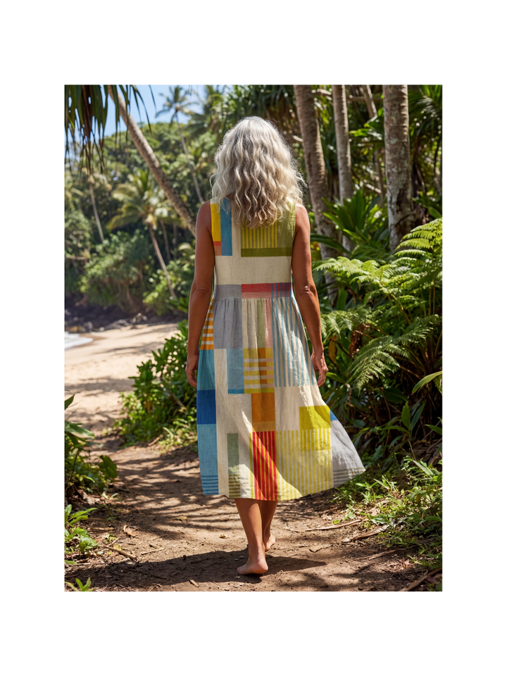 Gallery-Opening Painted Block Midi Dress
