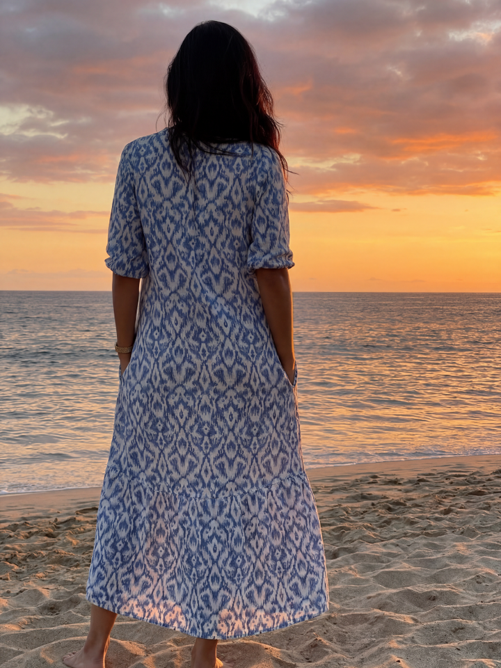 Vacation Ready Coastal Flowy Midi Dress
