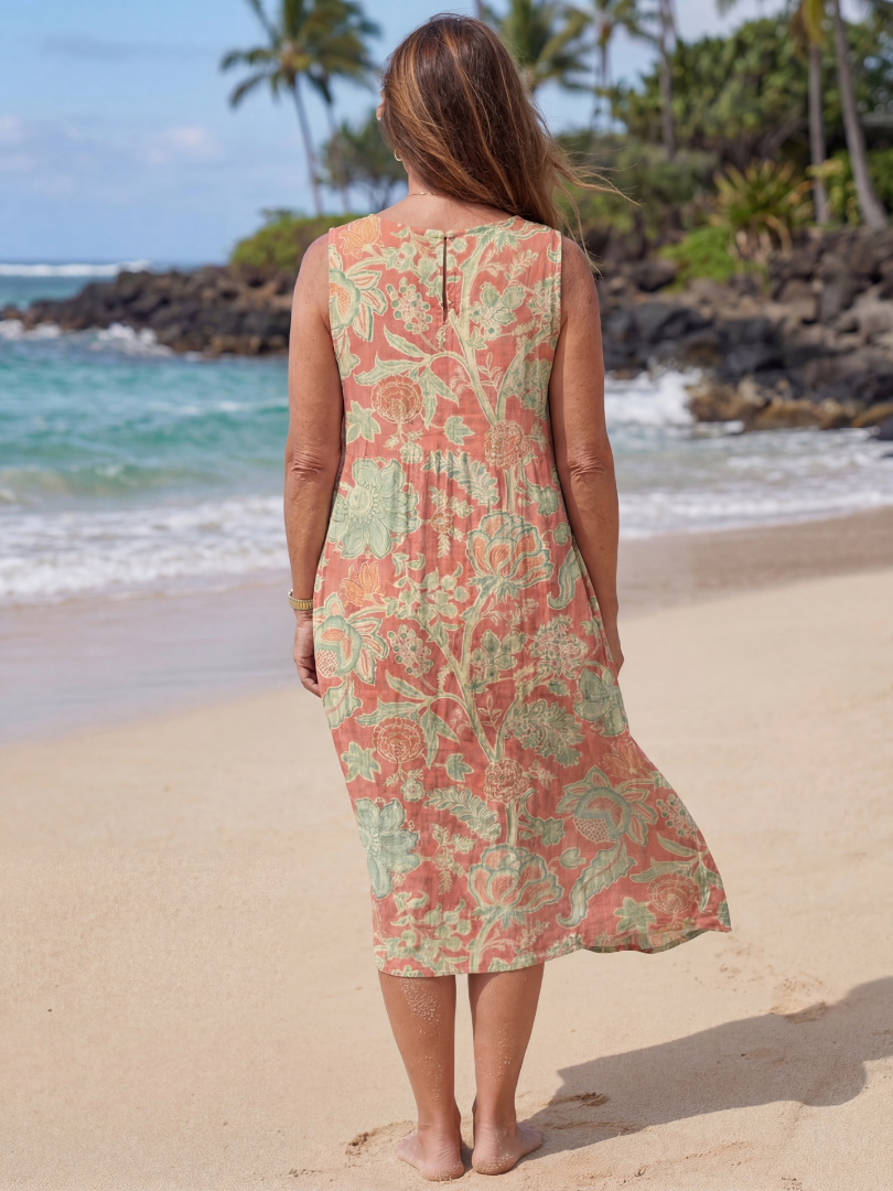 Off-Shoulder Botanical Midi Dress