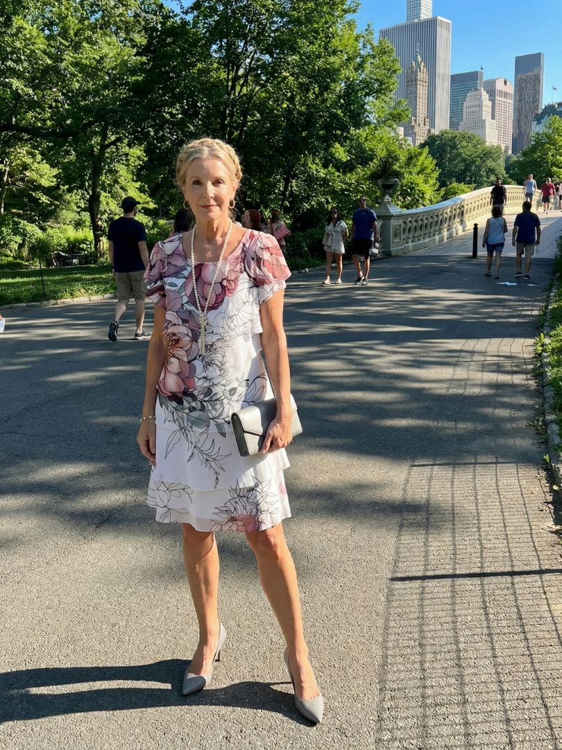Effortless Garden Party Floral Knee-Length Dress