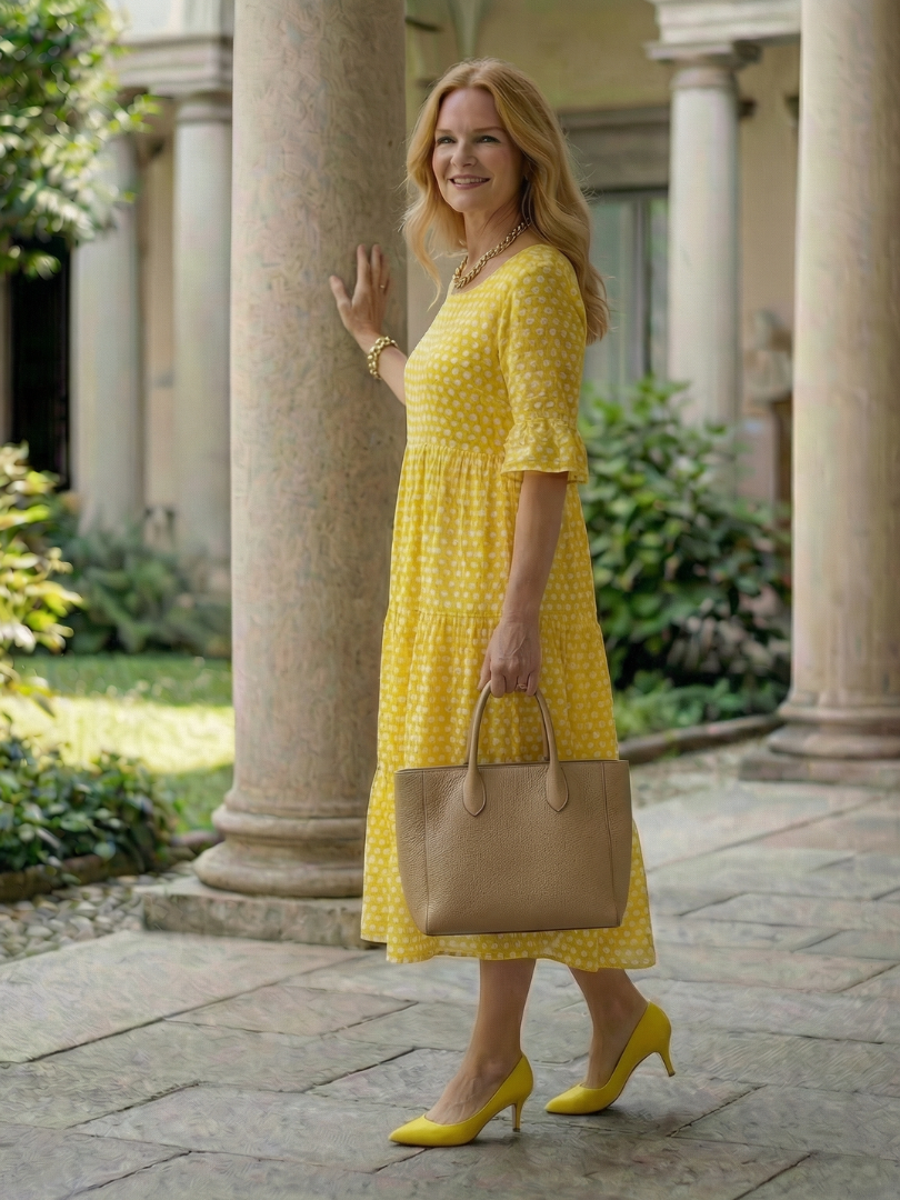 Garden Party Polka Dot Tiered Midi Dress