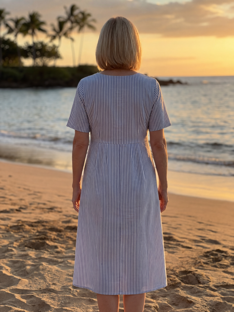 Figure-Flattering Coastal Brunch Midi Dress
