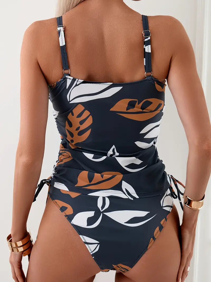 Isla Tropical Leaf-Print Tankini Set