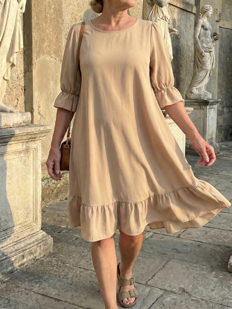 Brunch-Ready Ruffle-Hem Fit-and-Flare Dress
