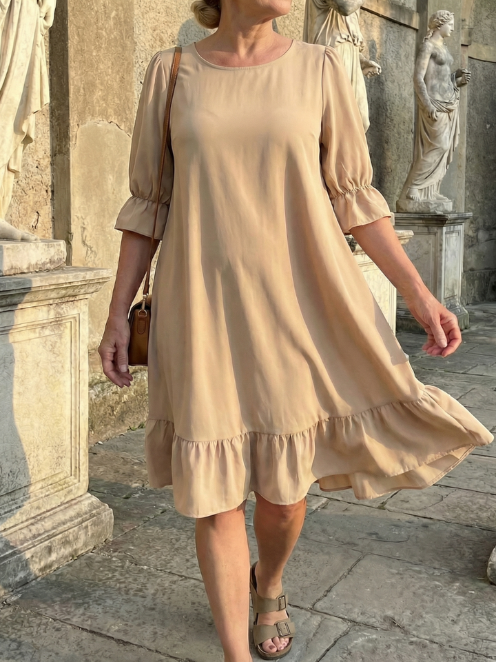 Brunch-Ready Ruffle-Hem Fit-and-Flare Dress