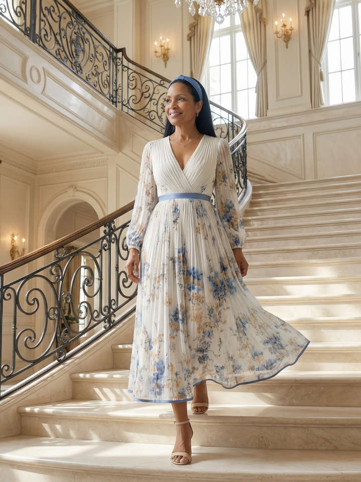 Cornflower Blue Floral Maxi Dress