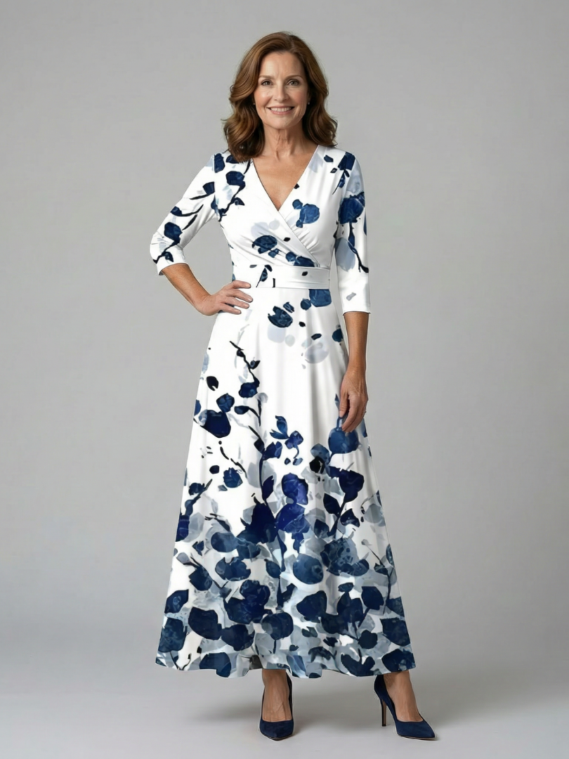 Poppy Print Wrap Midi Dress