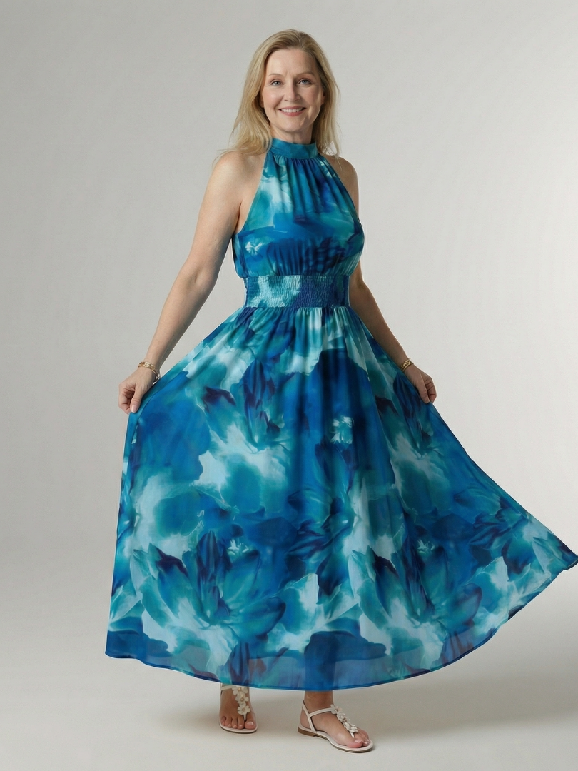 Buttercup Tie-Dye Halter Maxi Dress