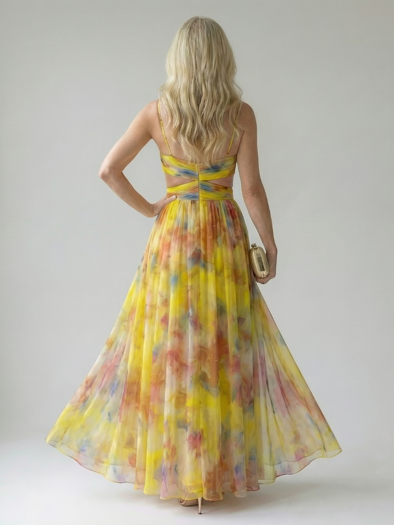 Watercolor Floral Wrap Maxi Dress