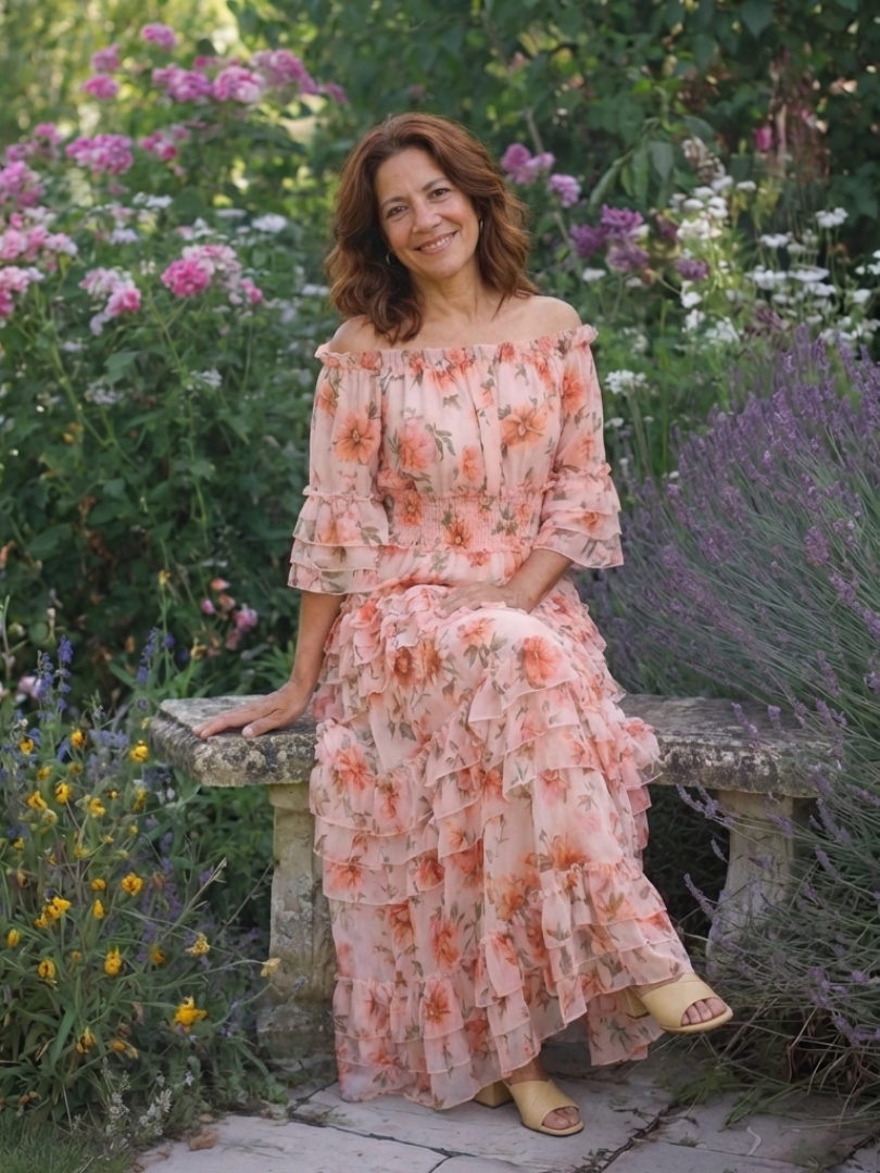 Garden Party Off Shoulder Tiered Floral Maxi Dress