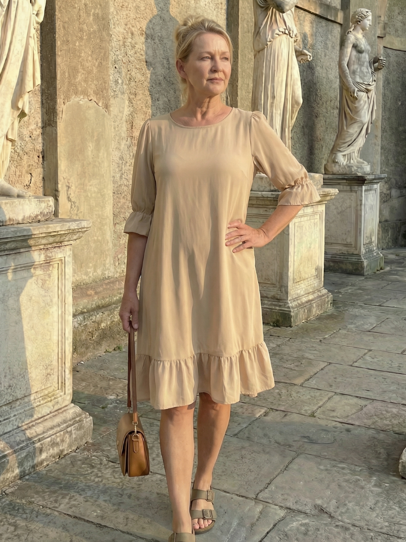 Brunch-Ready Ruffle-Hem Fit-and-Flare Dress