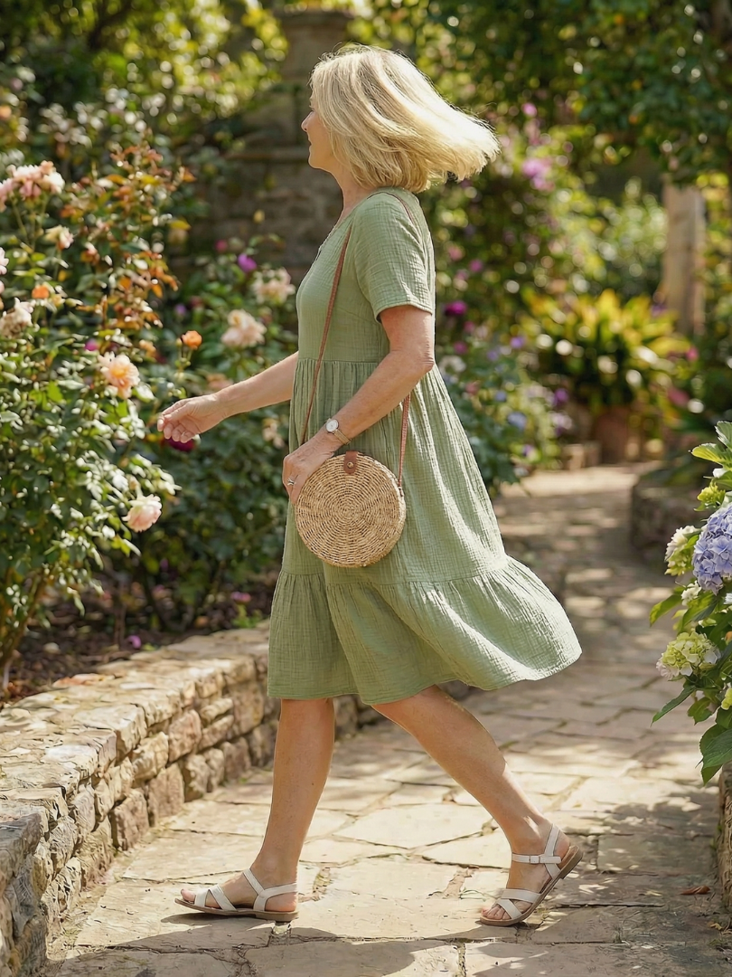 Figure-Flattering Brunch-Ready Woven A-Line Dress