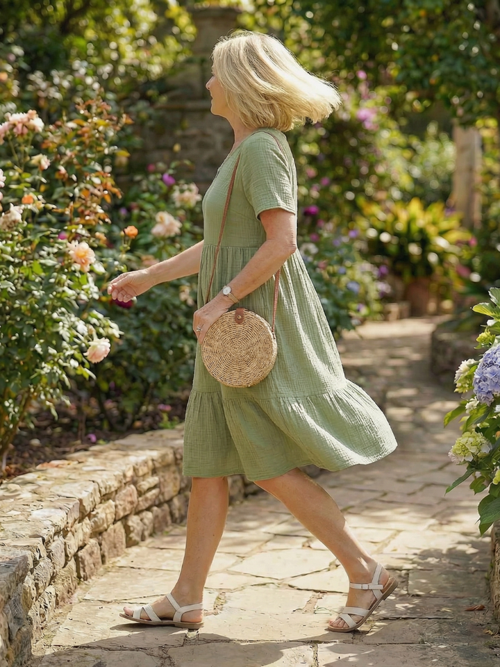 Figure-Flattering Brunch-Ready Woven A-Line Dress