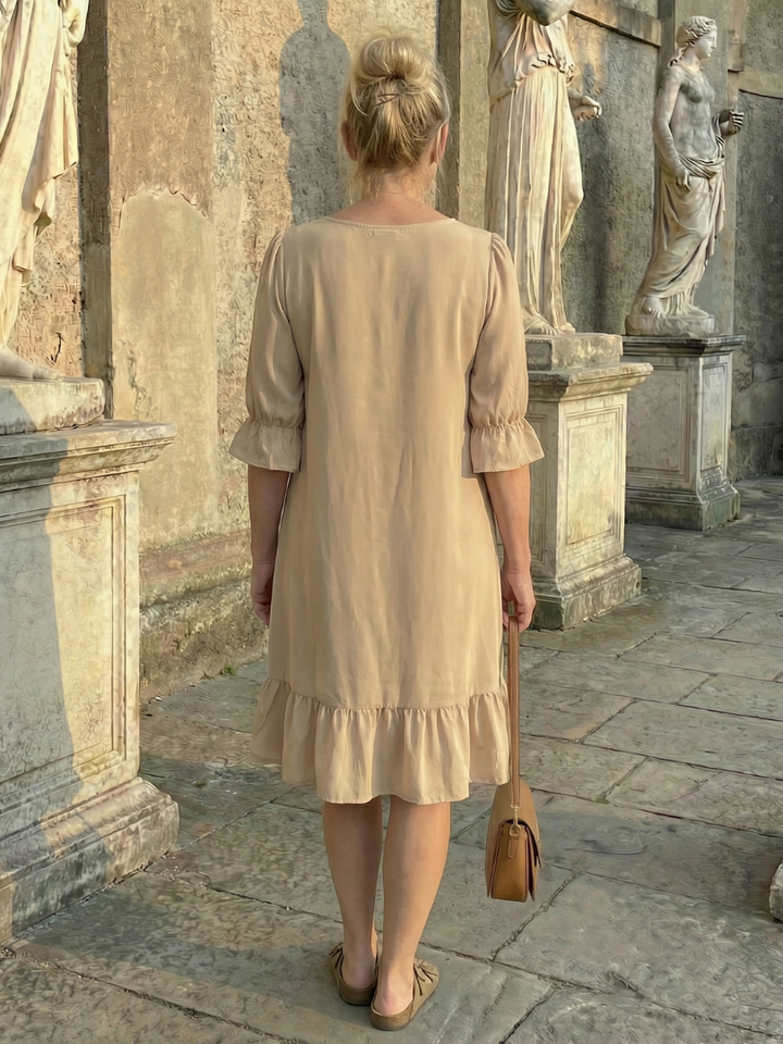 Brunch-Ready Ruffle-Hem Fit-and-Flare Dress