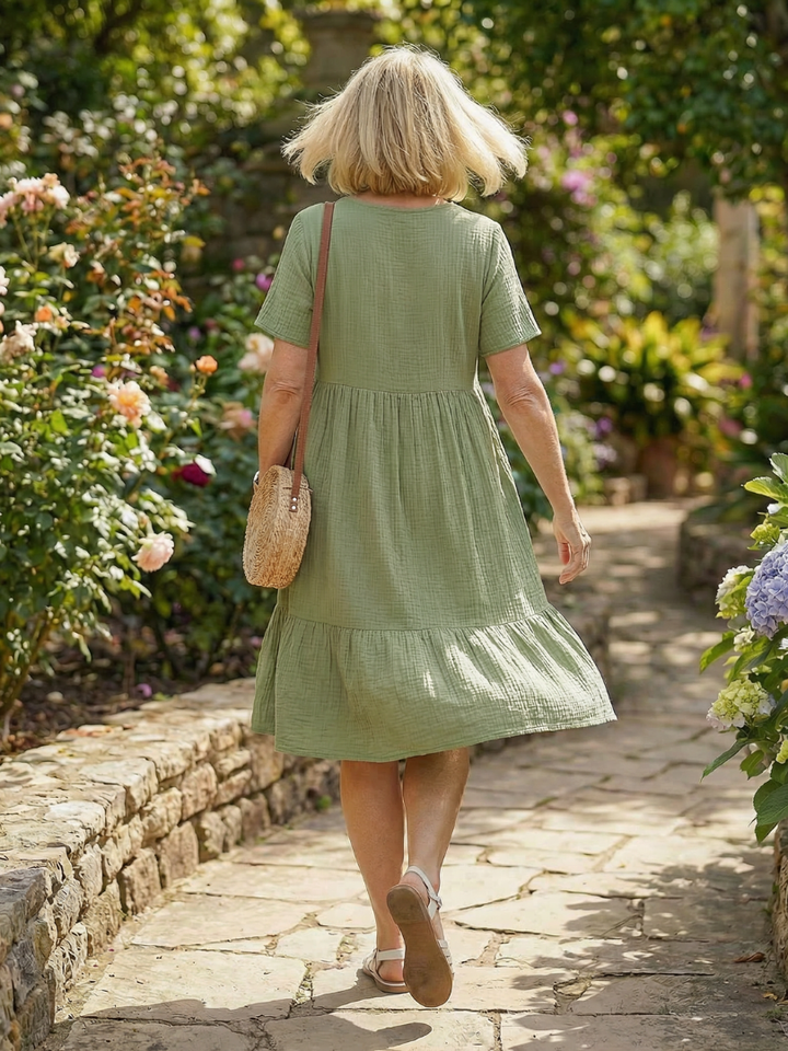 Figure-Flattering Brunch-Ready Woven A-Line Dress