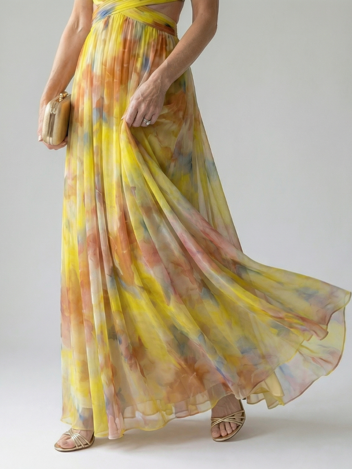 Watercolor Floral Wrap Maxi Dress