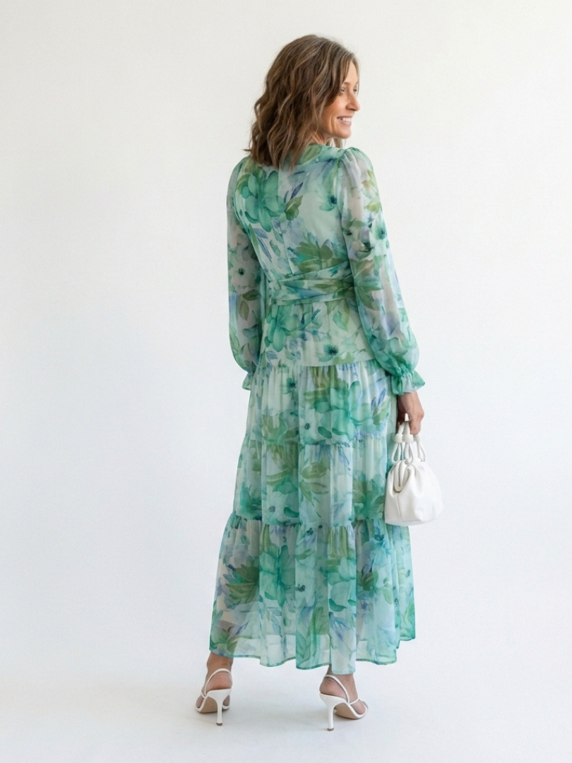Romantic Garden Party Long Sleeve Floral Maxi Dress