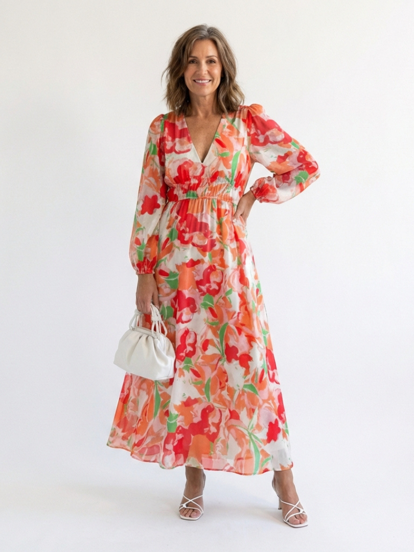 Floral Long-Sleeve Maxi Dress