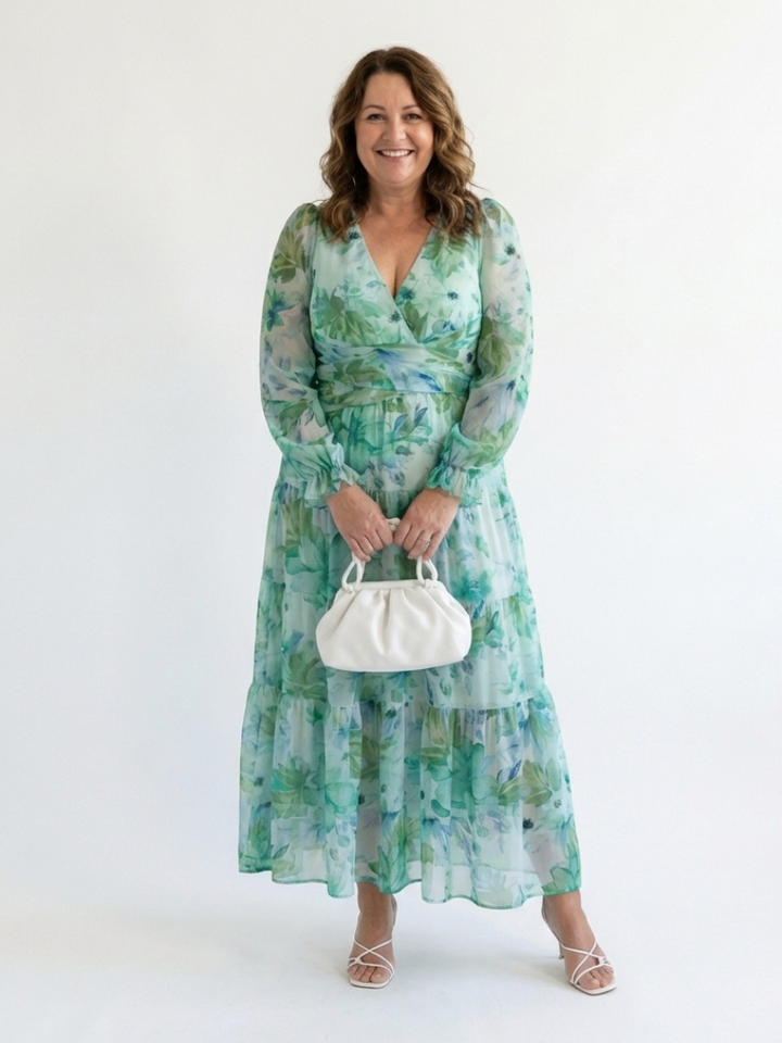 Romantic Garden Party Long Sleeve Floral Maxi Dress