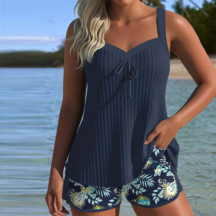 Lana Two-Piece Striped Tankini with Beach Shorts