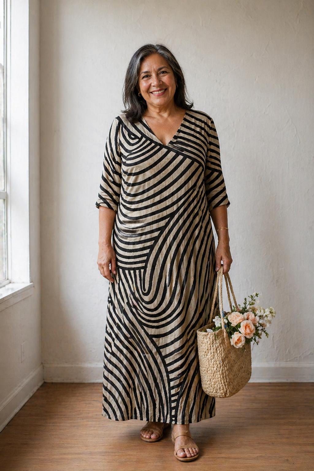Geometric Linen Boho Dress