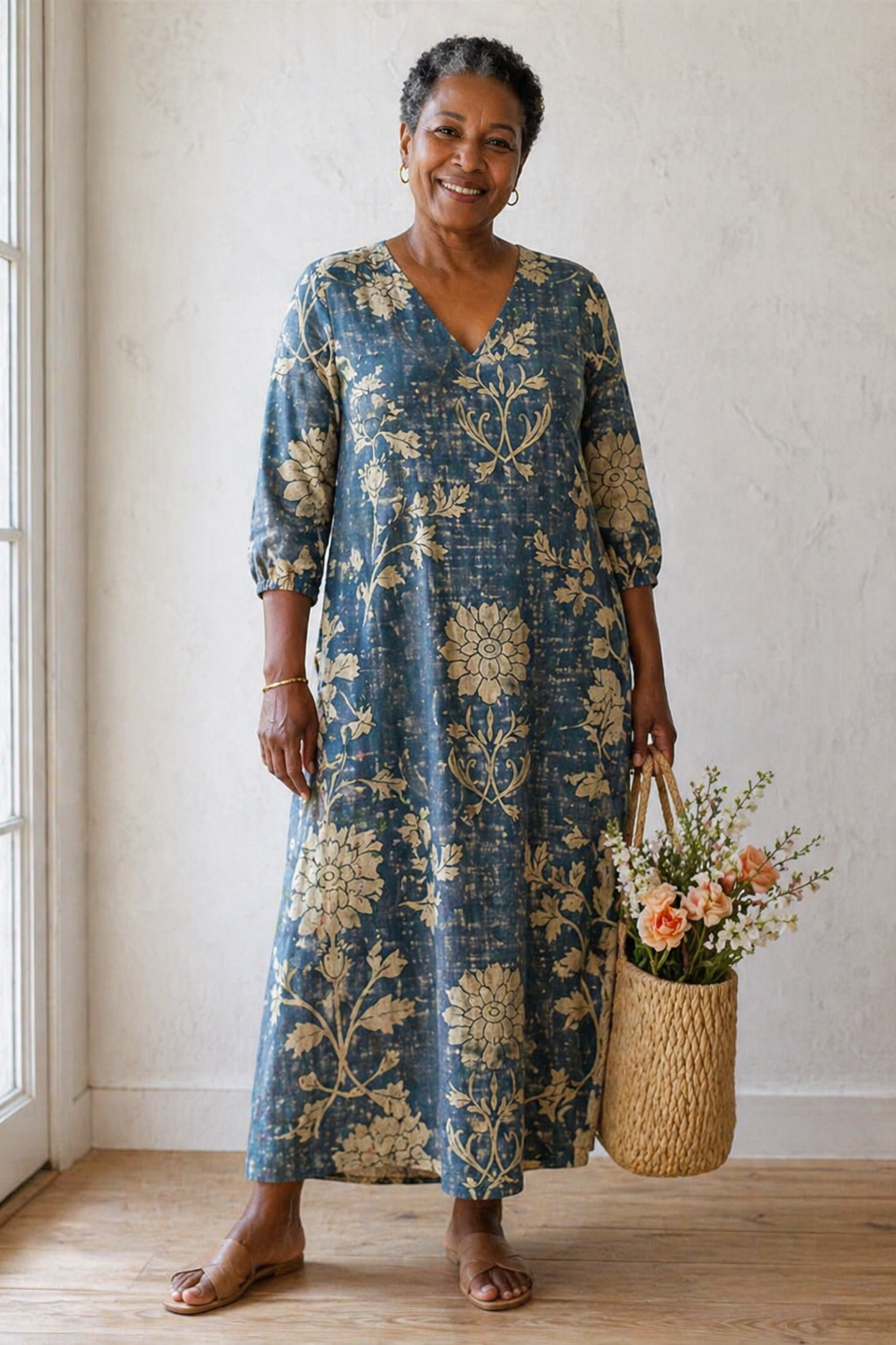 Slate Blue Pocket Shift Dress