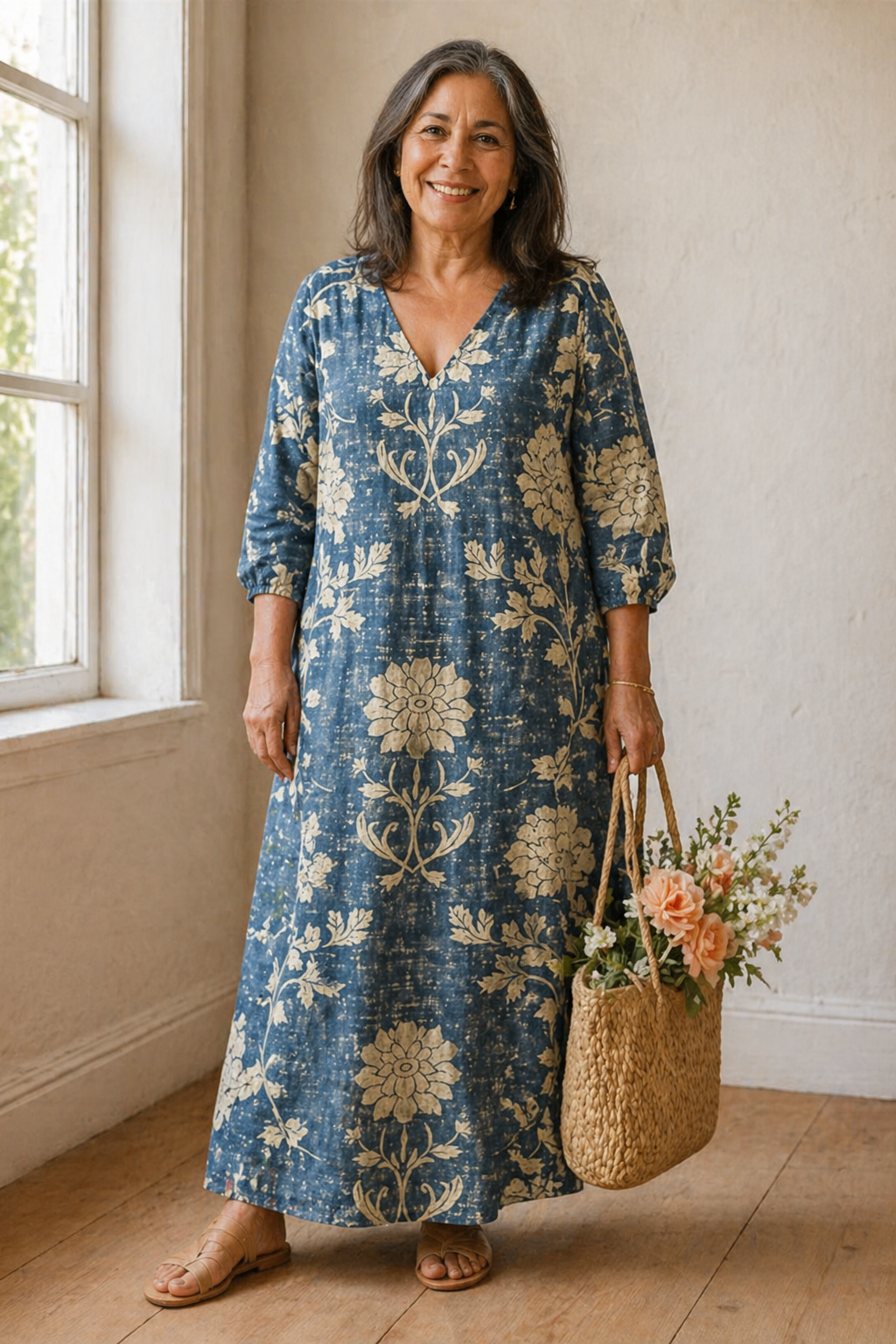 Slate Blue Pocket Shift Dress