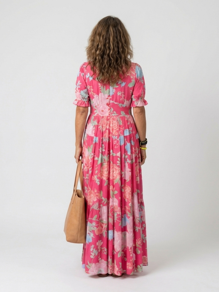 Garden Party Floral V-Neck Midi Dress