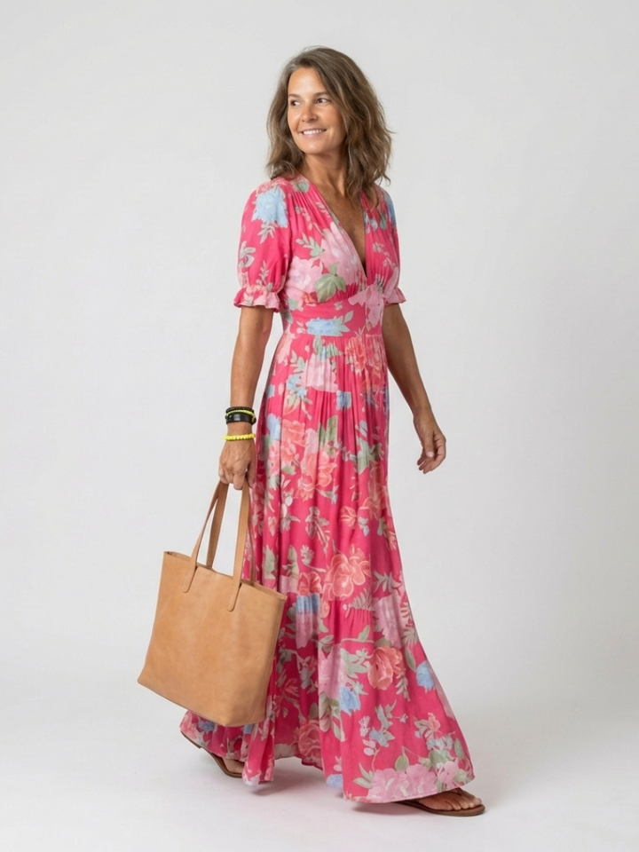 Floral V-Neck Midi Dress