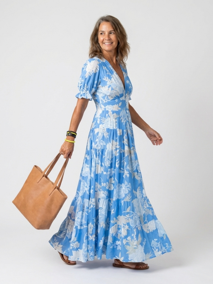 Garden Party Floral V-Neck Midi Dress
