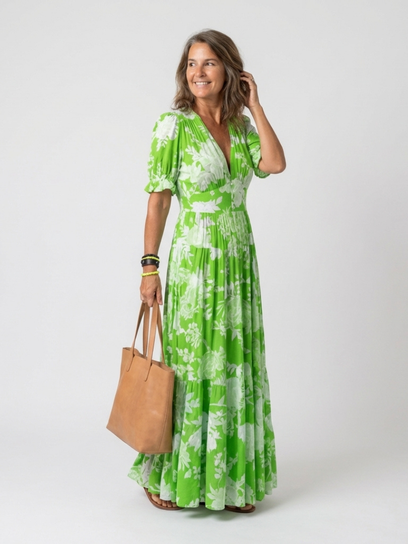 Floral V-Neck Midi Dress