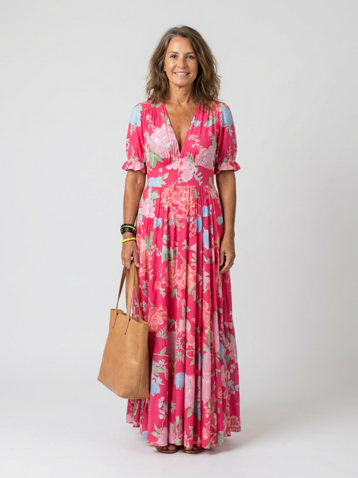 Floral V-Neck Midi Dress
