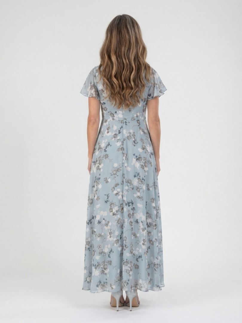 Romantic Garden Party Floral Chiffon Maxi Dress