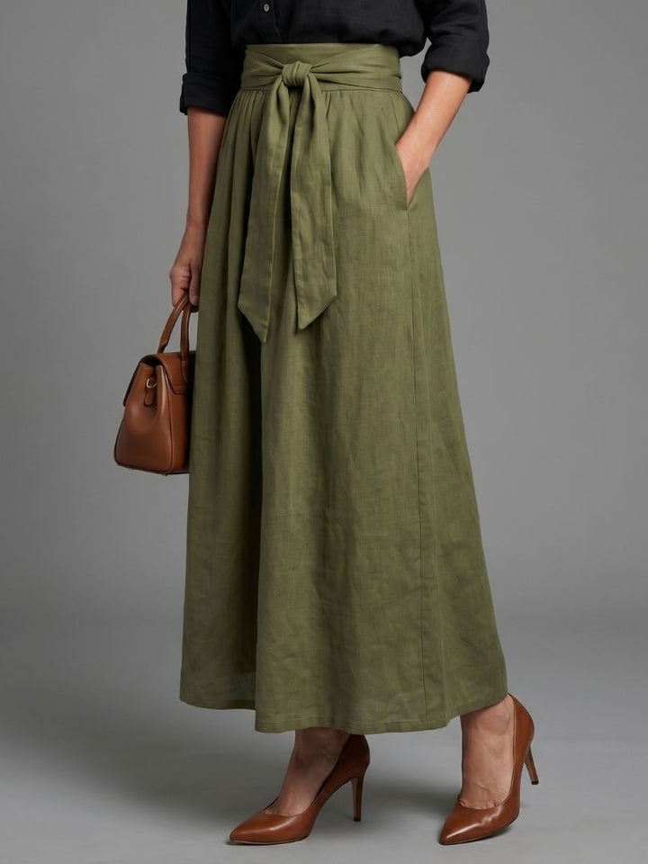 Black Blouse and Olive Skirt Set