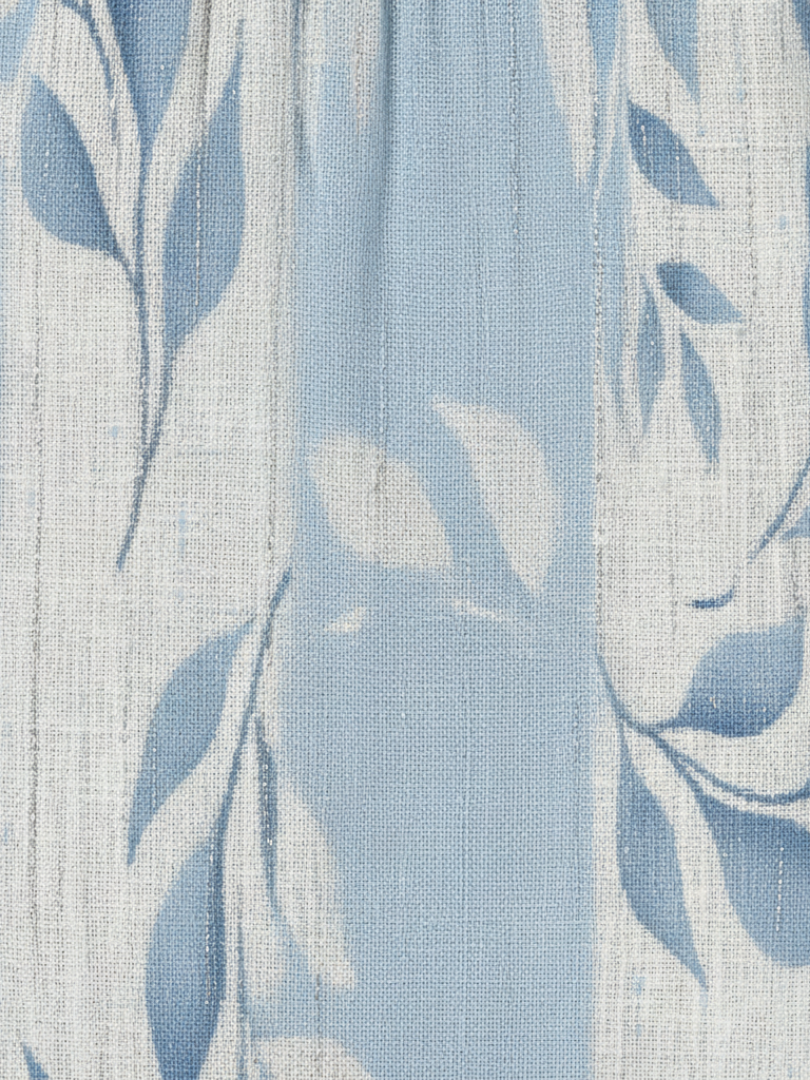 Garden Party Blue Leaf-Print Sleeveless Midi Dress