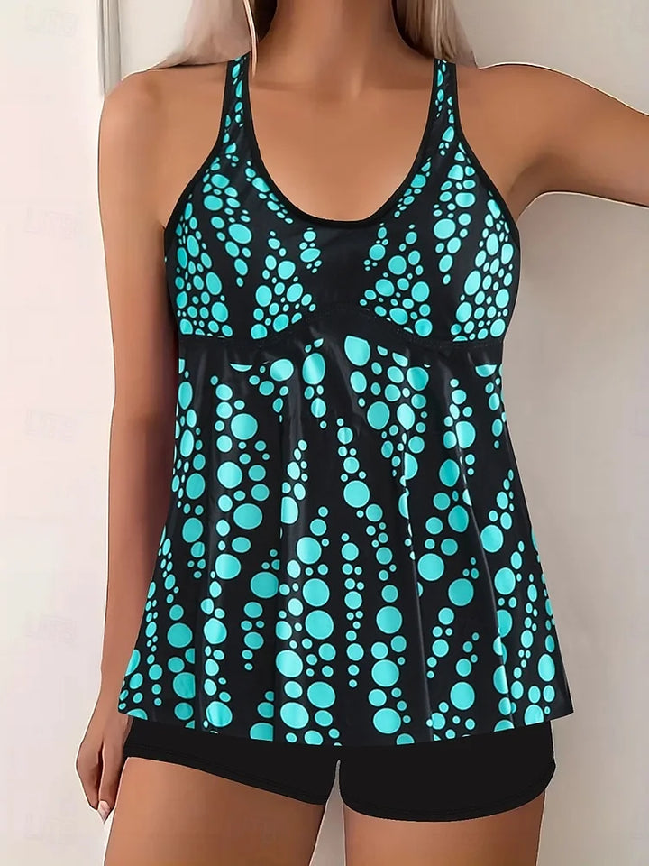 Jade Bubble-Print Tummy-Control Tankini Set