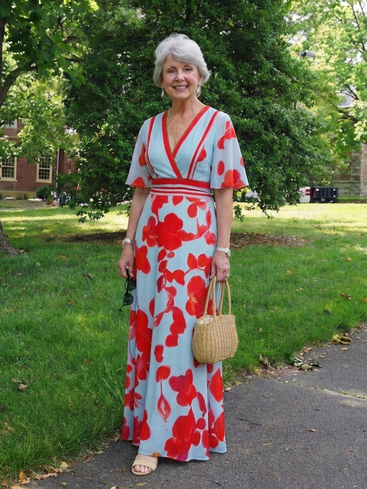 Romantic Garden Party V-Neck Short-Sleeve Floral Maxi Dress