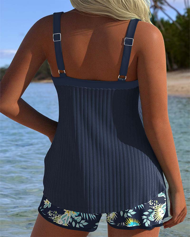Lana Two-Piece Striped Tankini with Beach Shorts
