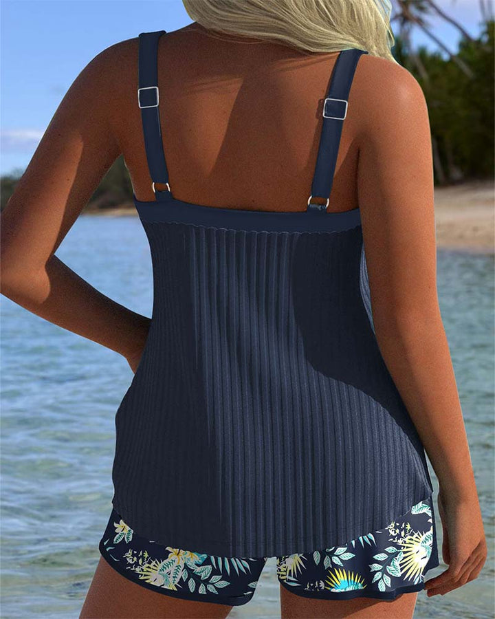 Lana Two-Piece Striped Tankini with Beach Shorts