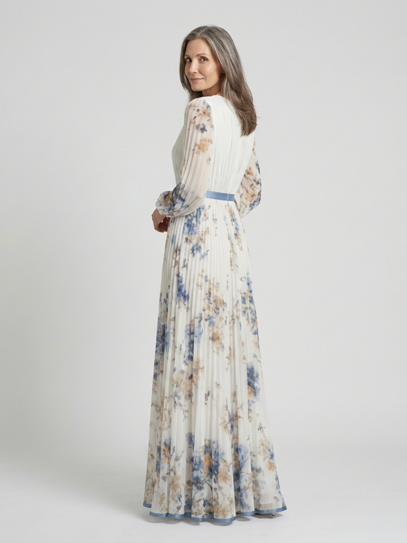 Effortlessly Elegant Wedding Guest Floral Long-Sleeve Maxi Dress