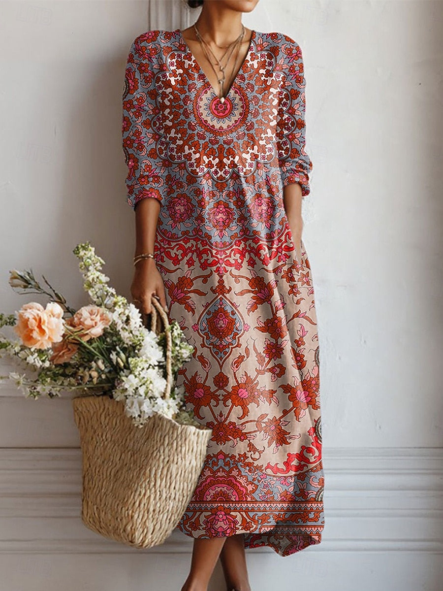 Watercolor Boho Pocket Shift Dress